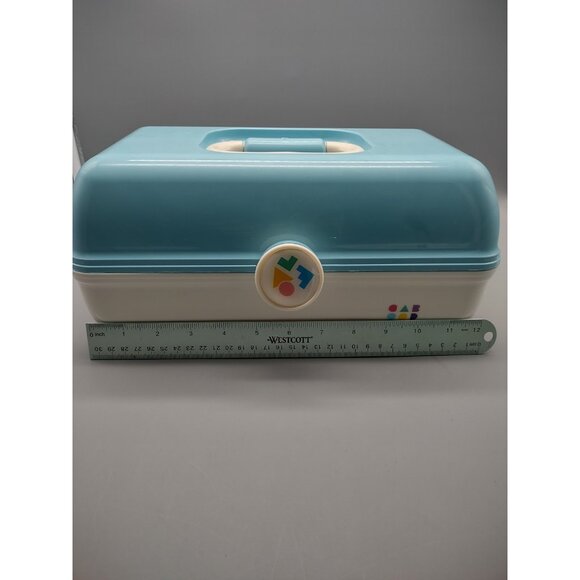 Vintage Caboodles Blue White Retro Plastic Makeup Carrying Case Box 5626, USA - Picture 10 of 17